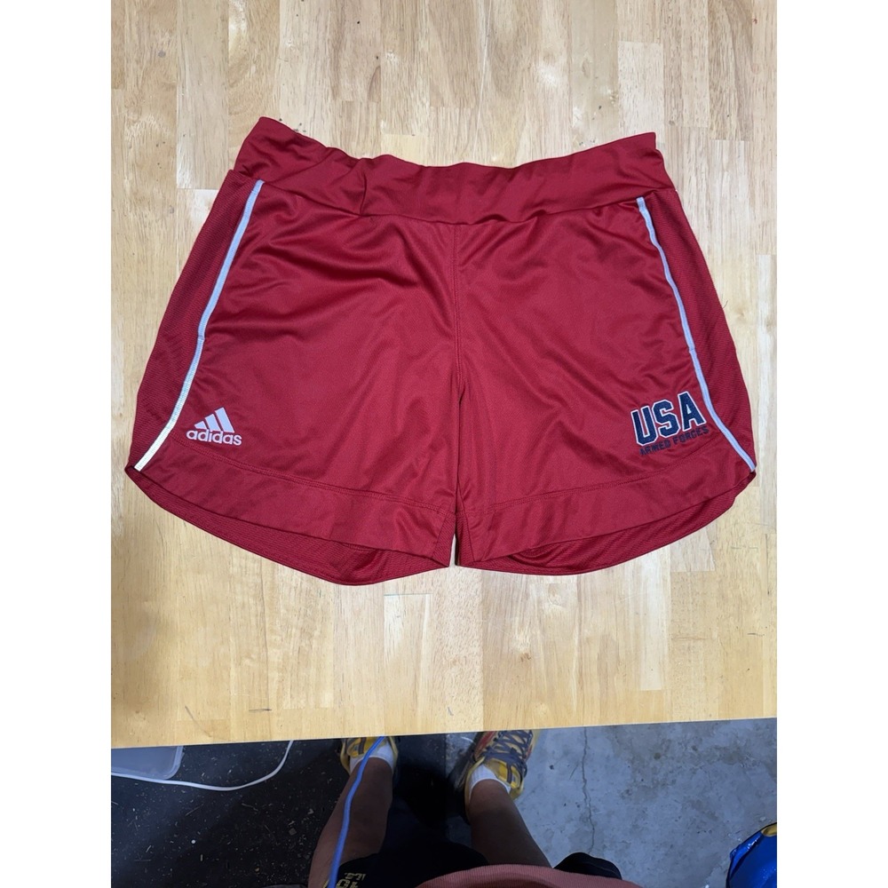 Adidas USA Armed Forces Men's L ClimaCool Track Running Shorts Lined Red Athlete